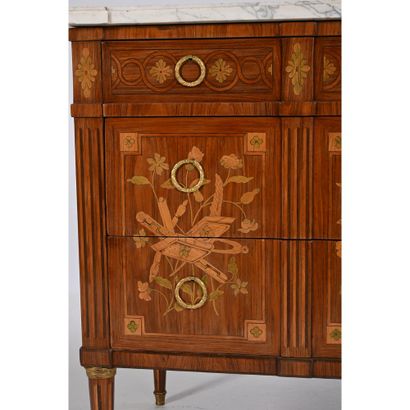 DESTER. COMMODE LOUIS XVI en placage de bois...