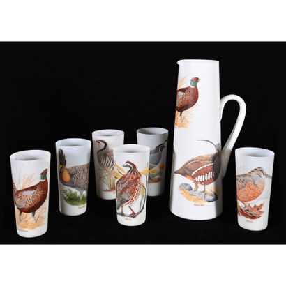 SERVICE DE VERRES A ORANGEADE ORWAL en opaline...