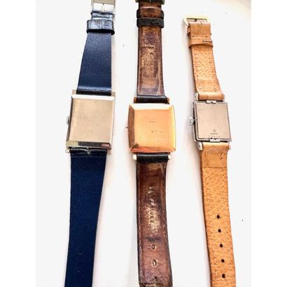 LOT of 3 rectangular steel and gilt metal...