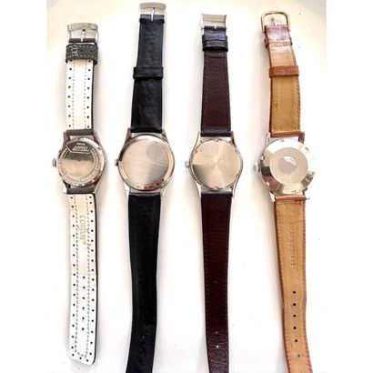 TISSOT. Set of 4 steel watches.