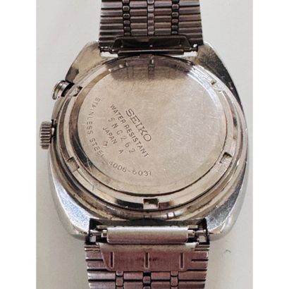 SEIKO BELL MATIC. Cushion-shaped steel alarm...
