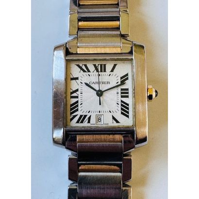 CARTIER. Steel and gold 750°/°° Tank Française...
