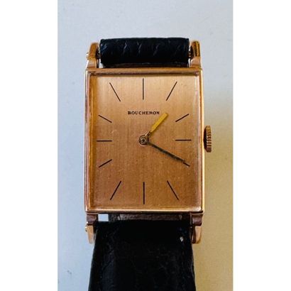 BOUCHERON. Rectangular watch in 750°/°° rose...