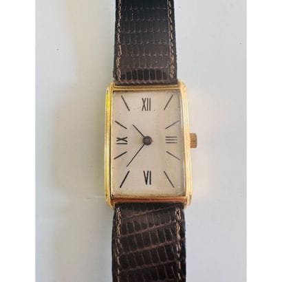 NO MARK. Rectangular watch in yellow gold...