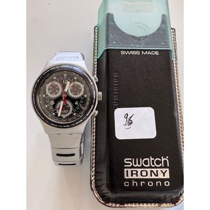 SWATCH. Irony chronograph watch in grey aluminum....