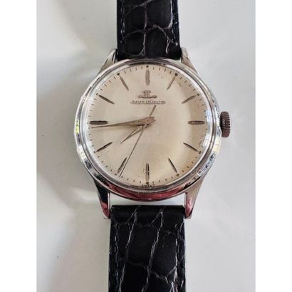 JAEGER LECOULTRE. Steel watch. Round case....