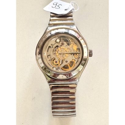 SWATCH. Irony automatic watch in silver-plated...