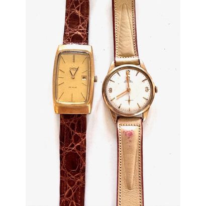 OMEGA DE VILLE. Rectangular watch in gilded...