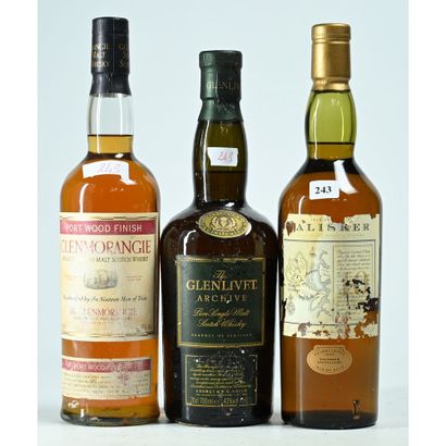 LOT de 3 Btles de Whisky dont 1 Btle de TALISKER,...