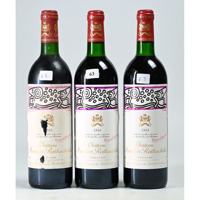 3 Btles Château MOUTON ROTHSCHILD, 1988....