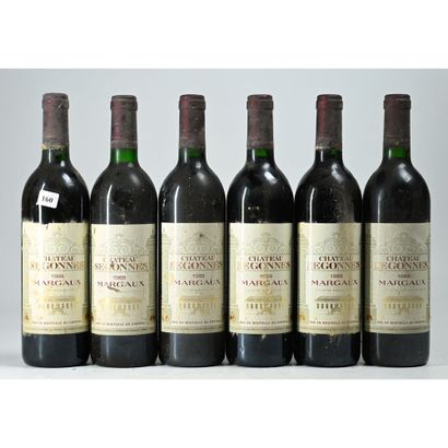 6 Btles Château SEGONNES, Margaux, 1989.