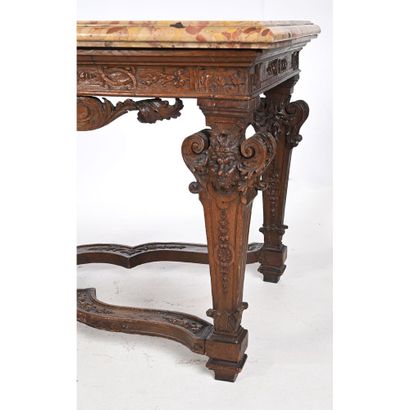 LARGE GAME TABLE LOUIS XIV in oak, richly...