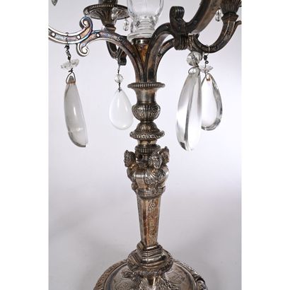 LARGE PAIR OF GIRANDOLES in silver-plated...