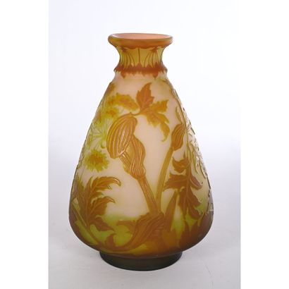 GALLE. VASE in acid-etched multi-layered...