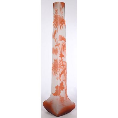 GALLE. SPECTACULAR VASE in acid-etched glass...