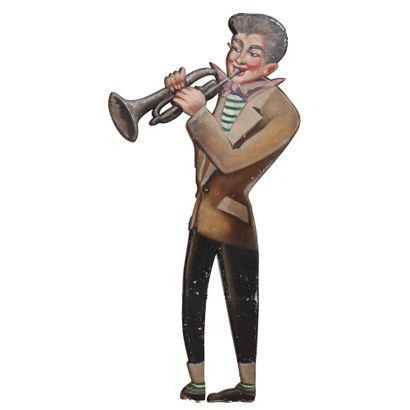 SET OF 3 musician figures in painted cut-out...