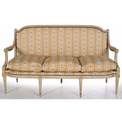 LOUIS XVI CANAPE in rechambered wood with...