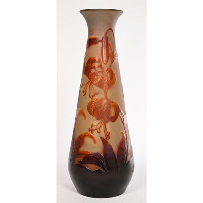 GALLE Emile. IMPORTANT conical VASE with...