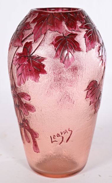 LEGRAS. Acid-etched glass vase decorated...