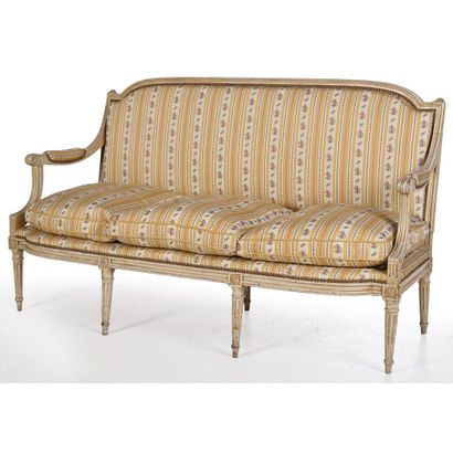 LOUIS XVI CANAPE in rechambered wood with...