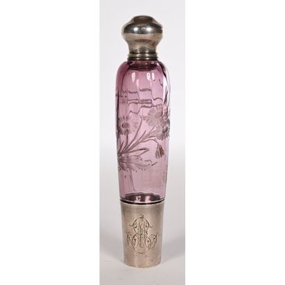 DAUM in NANCY. Glass alcohol flask or FIOLE...