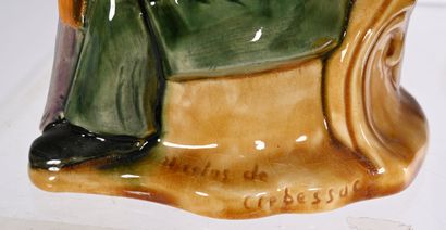 SET OF 6 POTS in barbotine representing politicians...
