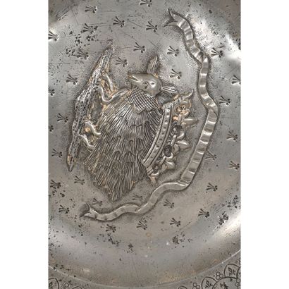 2 LARGE pewter PLATES illustrating François...