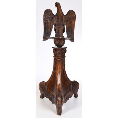 IMPORTANT LUTRIN in patinated natural wood....
