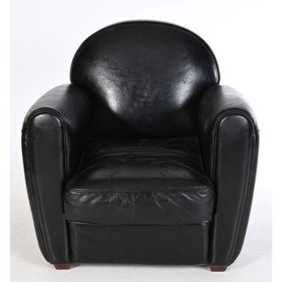 PAIR OF 70's CLUB CHAIRS covered with black...