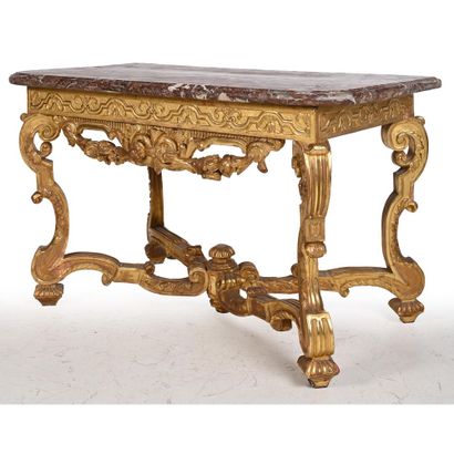Gilded wood LOUIS XIV GAME TABLE, rectangular...