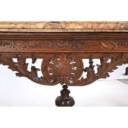 LARGE GAME TABLE LOUIS XIV in oak, richly...