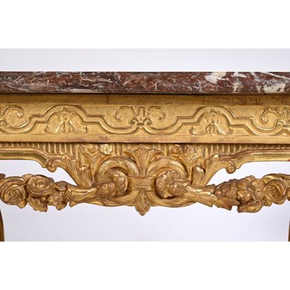 Gilded wood LOUIS XIV GAME TABLE, rectangular...