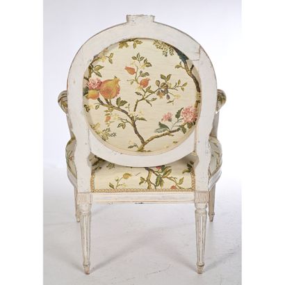 Pair of LOUIS XVI flat-back medallion armchairs...