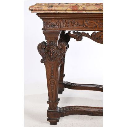 LARGE GAME TABLE LOUIS XIV in oak, richly...
