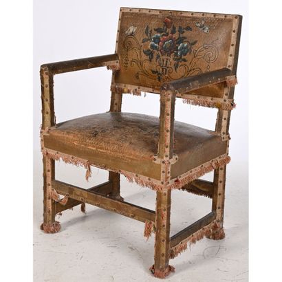 TETREL. CHAIR LOUIS XIII entirely upholstered...