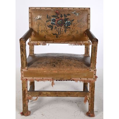 TETREL. CHAIR LOUIS XIII entirely upholstered...