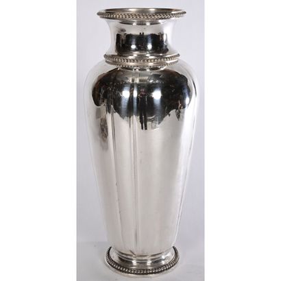 GALLIA. LARGE silver-plated VASE with flat...