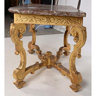 Gilded wood LOUIS XIV GAME TABLE, rectangular...