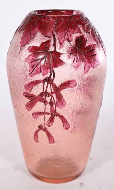 LEGRAS. Acid-etched glass vase decorated...