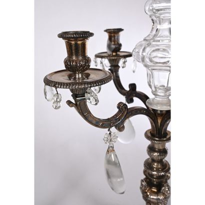 LARGE PAIR OF GIRANDOLES in silver-plated...