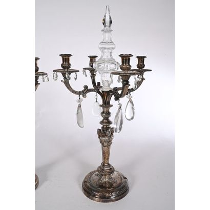LARGE PAIR OF GIRANDOLES in silver-plated...