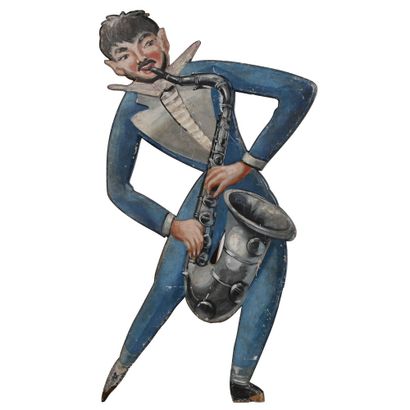 SET OF 3 musician figures in painted cut-out...