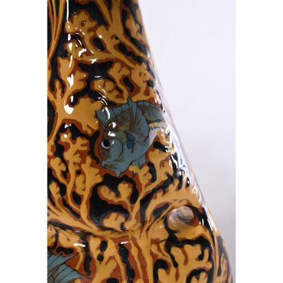 MONTIERES. JOLI VASE in glazed ceramic decorated...
