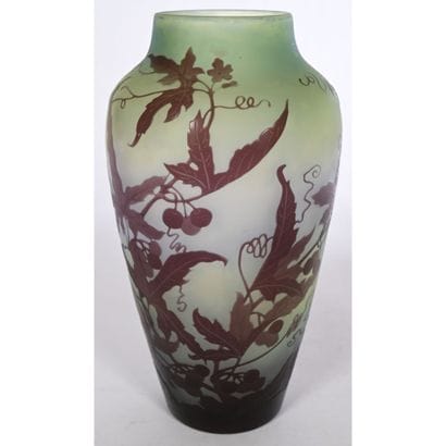 GALLE Emile. VASE in acid-etched glass decorated...