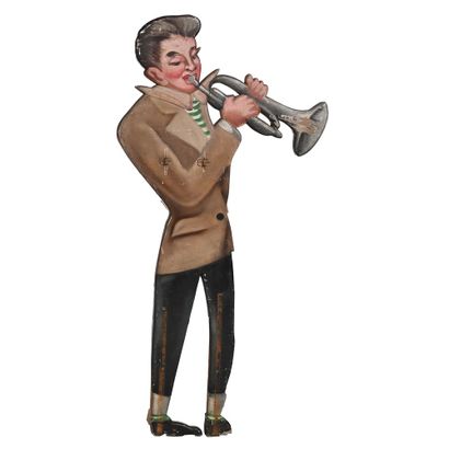 SET OF 3 musician figures in painted cut-out...