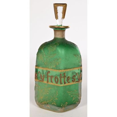 DAUM in NANCY. Talking glass bottle in frosted...