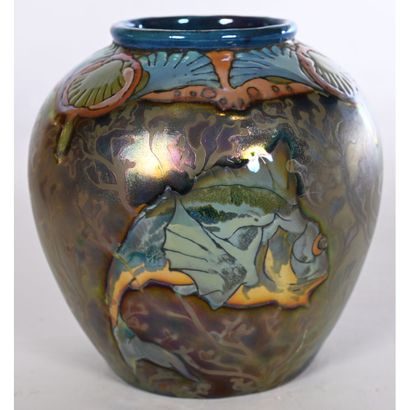 MONTIERES. SMALL ball vase in glazed and...