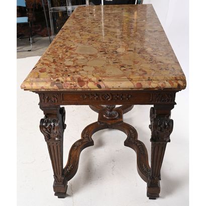 LARGE GAME TABLE LOUIS XIV in oak, richly...