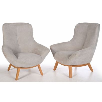 GAUTIER. Pair of shepherd's chairs with patinated...