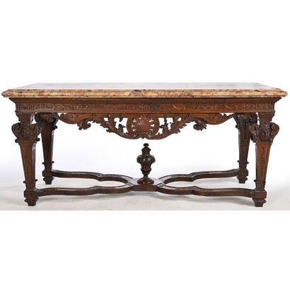 LARGE GAME TABLE LOUIS XIV in oak, richly...